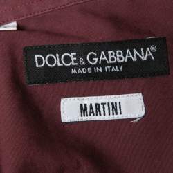 Pre Owned Dolce & Gabbana Burgundy Cotton Velvet Trimmed Button Front Full Sleeve Shirt M
