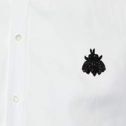 Pre Owned Dolce & Gabbana White Cotton Bee Embellished Shirt L