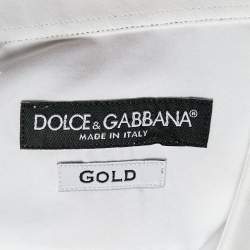 Pre Owned Dolce & Gabbana White Cotton Bee Embellished Shirt L