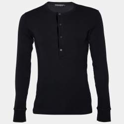 Pre Owned Dolce & Gabbana Black Cotton Knit Long Sleeve T-Shirt S