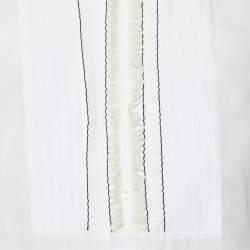 Pre Owned Dolce & Gabbana White Cotton Lace Ruffle Trim Tuxedo Shirt M