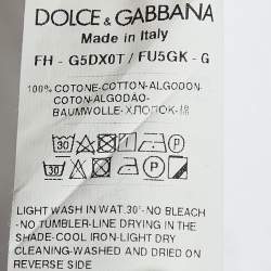 Pre Owned Dolce & Gabbana White Cotton Lace Ruffle Trim Tuxedo Shirt M