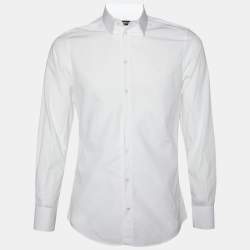 Pre Owned Dolce & Gabbana White Cotton Gold Fit Shirt M