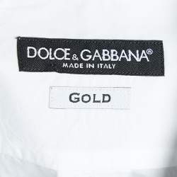Pre Owned Dolce & Gabbana White Cotton Gold Fit Shirt M