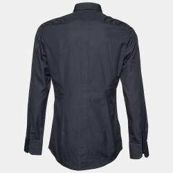Pre Owned Dolce & Gabbana Black Cotton Bee Embellished Gold Fit Shirt L