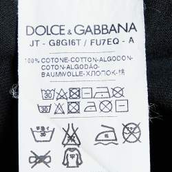 مملوكة مسبقًا Dolce & Gabbana Black Cotton Knit V-Neck T-Shirt XS