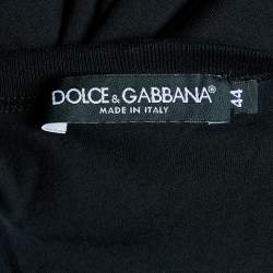 مملوكة مسبقًا Dolce & Gabbana Black Cotton Knit V-Neck T-Shirt XS