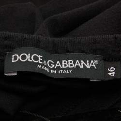 مملوكة مسبقًا Dolce & Gabbana Black Cotton Knit V-Neck T-Shirt S