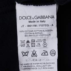 مملوكة مسبقًا Dolce & Gabbana Black Cotton Knit V-Neck T-Shirt S
