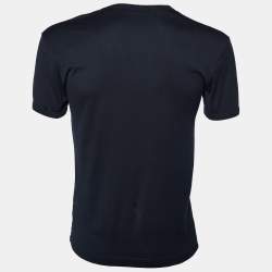 Dolce & Gabbana Navy Blue Cotton Knit V-Neck T-Shirt XS