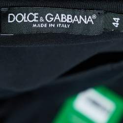 Pre Owned Dolce & Gabbana Black Cotton Knit Overlock V-Neck T-Shirt XS