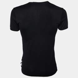 Pre Owned Dolce & Gabbana Black Cotton Knit Overlock V-Neck T-Shirt XS