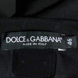 Pre Owned Dolce & Gabbana Black Cotton Knit V-Neck T-Shirt S