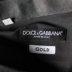 Pre Owned Dolce & Gabbana Black Cotton & Silk Paneled Gold Fit Shirt M