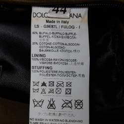 Pre Owned Dolce & Gabbana Brown Perforated Leather Zip Front Jacket XS