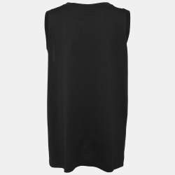 Pre Owned Dolce & Gabbana Black Cotton Knit Logo Detail Sleeveless Tank Top M