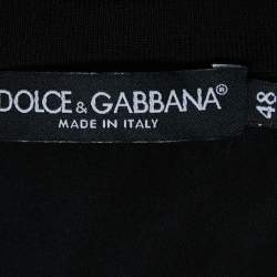 Pre Owned Dolce & Gabbana Black Cotton Knit Logo Detail Sleeveless Tank Top M