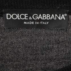 Pre Owned Dolce & Gabbana Black Patterned Wool Knit Sweater XL