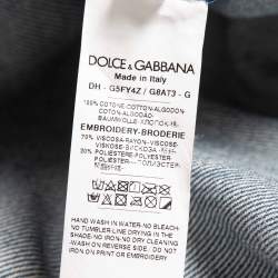Pre Owned Dolce & Gabbana Embroidered Denim Button Front Full Sleeve Shirt S