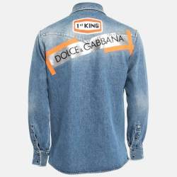 Pre Owned Dolce & Gabbana Embroidered Denim Button Front Full Sleeve Shirt S