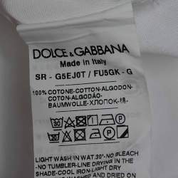 مملوكة مسبقًا Dolce & Gabbana White Cotton Gold Fit Button Front Full Sleeve Shirt M