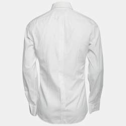 مملوكة مسبقًا Dolce & Gabbana White Cotton Gold Fit Button Front Full Sleeve Shirt M