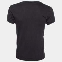 Pre Owned Dolce & Gabbana Black Cotton Knit V-Neck T-Shirt S
