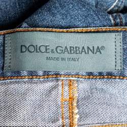 Pre Owned Dolce & Gabbana Blue Denim Distressed Jeans S