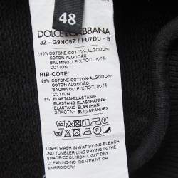 Pre Owned Dolce & Gabbana Black Logo Embroidered Cotton Crew Neck Sweatshirt M