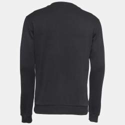 Pre Owned Dolce & Gabbana Black Logo Embroidered Cotton Crew Neck Sweatshirt M