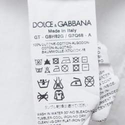 Pre Owned Dolce & Gabbana White Cotton Pique Polo T-Shirt M