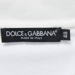 Pre Owned Dolce & Gabbana White Cotton Pique Polo T-Shirt M