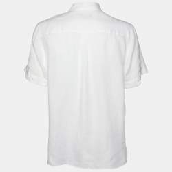 Pre Owned Dolce & Gabbana White Linen Short Sleeve Martini Shirt XXL