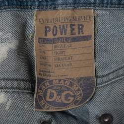 Pre Owned D&G Blue Washed & Distressed Denim Straight-Leg Jeans S Waist 31"