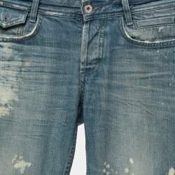Pre Owned D&G Blue Washed & Distressed Denim Straight-Leg Jeans S Waist 31"