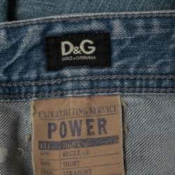 Pre Owned D&G Blue Washed & Distressed Denim Straight-Leg Jeans S Waist 31"