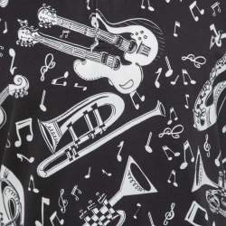 Pre Owned Dolce & Gabbana Black Music Print Cotton Pique Polo T-Shirt XL