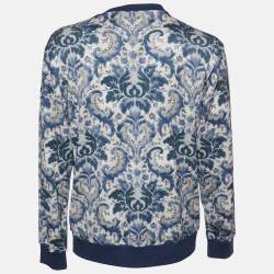 Pre Owned Dolce & Gabbana Blue Baroque Jacquard Knit Sweater XL