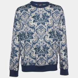 Pre Owned Dolce & Gabbana Blue Baroque Jacquard Knit Sweater XL