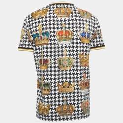 Pre Owned Dolce & Gabbana Multicolor Crown Print Knit Crew Neck T-Shirt XL