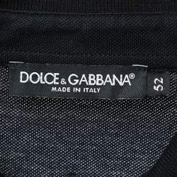 Pre Owned Dolce & Gabbana Black Cotton Pique Zip Detail Polo T-Shirt XL