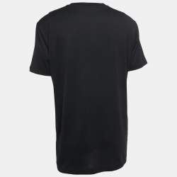 Pre Owned Dolce & Gabbana Black Embroidered Cotton Crew Neck T-shirt 2XL