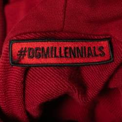 Pre Owned Dolce & Gabbana Red Printed Cotton Knit Hoodie XL