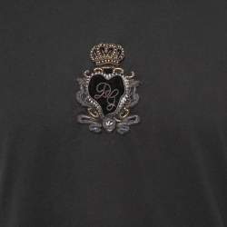 Pre Owned Dolce & Gabbana Black Embroidered Crew Neck Half Sleeve T-Shirt 2XL
