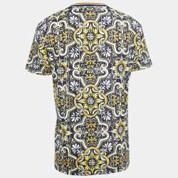 Pre Owned Dolce & Gabbana Multicolor Maioliche Print Cotton Crew Neck Half Sleeve T-Shirt XL