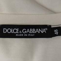 Pre Owned Dolce & Gabbana Off White Mambo Embroidered Crew Neck Half Sleeve T-shirt M