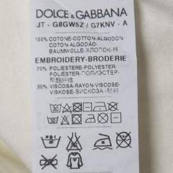 Pre Owned Dolce & Gabbana Off White Mambo Embroidered Crew Neck Half Sleeve T-shirt M