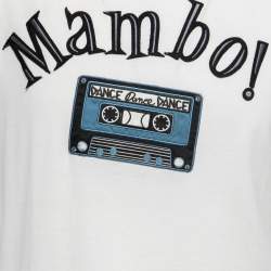 Pre Owned Dolce & Gabbana Off White Mambo Embroidered Crew Neck Half Sleeve T-shirt M