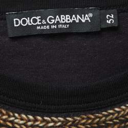 Pre Owned Dolce & Gabbana Black Military Print Cotton Crew Neck Half Sleeve T-Shirt XL