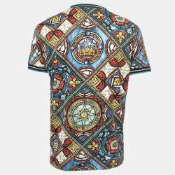 Pre Owned Dolce & Gabbana Multicolor Printed Cotton Crewneck T-Shirt XL